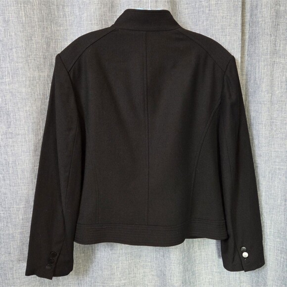 TALBOTS Short Military Style Jacket Size 8 Nehru Collar Fine Wool - Picture 10 of 11